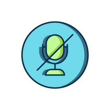 Beyaz arkaplanda izole edilmiş ana hatlı Dilsiz mikrofon simgesi. Mikrofon sesi kapatıldı. Düz çizgili, gölgeli. Vektör