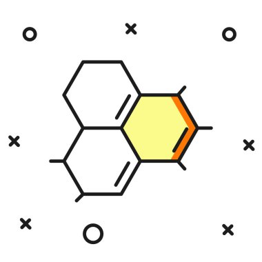 Doldurulmuş Molekül yağı simgesi beyaz arkaplanda izole edilmiş. Kimya moleküllerinin yapısı. Düz çizgili, gölgeli. Vektör