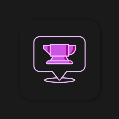 Blacksmith örs araç simgesi siyah arkaplanda izole edildi. Metal dövmesi. Kalpazanlık aleti. Düz çizgili, gölgeli. Vektör