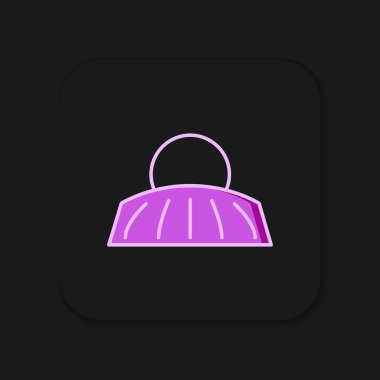 Doldurulmuş Sunrise simgesi siyah arkaplanda izole edildi. Düz çizgili, gölgeli. Vektör