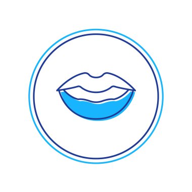 Beyaz arka planda izole edilmiş gülen dudaklar simgesi. Gülümse. Vektör