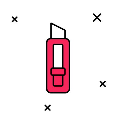 Filled outline Stationery knife icon isolated on white background. Office paper cutter.  Vector