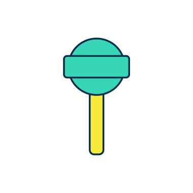 Beyaz arkaplanda izole edilmiş ana hatlı lolipop simgesi. Yemek, lezzetli bir sembol. Vektör