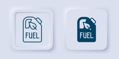 Gri arka planda Biyolojik yakıt kutusu ikonu izole edildi. Çevre biyolojisi ve namlusu. Yeşil çevre ve geri dönüşüm. Kare düğmesi. Vektör