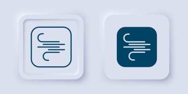 Doldurulmuş ve çizilmiş Rüzgar simgesi gri arkaplanda izole edildi. Rüzgarlı bir hava. Kare düğmesi. Vektör