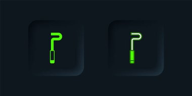 Siyah arkaplanda yeşil ateş poker ikonu izole edildi. Siyah kare düğme. Vektör