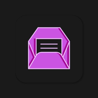 İçi doldurulmuş Zarf simgesi siyah arkaplanda izole edildi. Mesaj konsepti alındı. Yeni, e-posta gelen mesaj, SMS. Posta servisi. Düz çizgili, gölgeli. Vektör