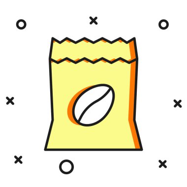 Beyaz arka planda izole kahve çekirdeği ikonu ana hatlarıyla doldurulmuş. Düz çizgili, gölgeli. Vektör