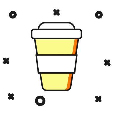 Beyaz arka planda izole edilmiş bir şekilde kahve bardağını doldurdum. Düz çizgili, gölgeli. Vektör