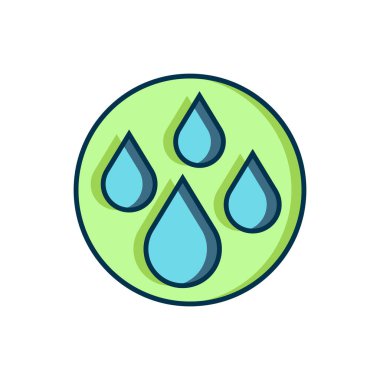 Doldurulmuş ana hatlı su bırakma simgesi beyaz arkaplanda izole edildi. Düz çizgili, gölgeli. Vektör