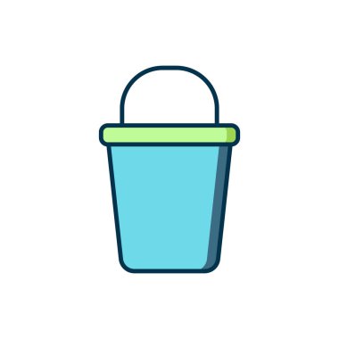 Doldurulmuş Kova simgesi beyaz arkaplanda izole edildi. Temizlik hizmeti konsepti. Düz çizgili, gölgeli. Vektör