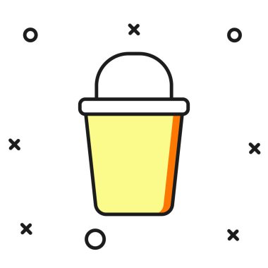 Doldurulmuş Kova simgesi beyaz arkaplanda izole edildi. Temizlik hizmeti konsepti. Düz çizgili, gölgeli. Vektör