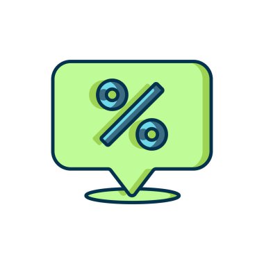 Doldurulmuş İndirim yüzde etiketi simgesi beyaz arkaplanda izole edildi. Etiket alışverişi. Özel teklif işareti. İndirim kuponları sembolü. Düz çizgili, gölgeli. Vektör