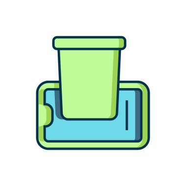 Mobil ikon üzerindeki yiyecek siparişi beyaz arka planda izole edildi. Cep telefonuyla sipariş verin. Restoran yemek teslimatı konsepti. Düz çizgili, gölgeli. Vektör