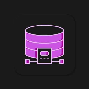 Doldurulmuş Cloud veritabanı simgesi siyah arkaplanda izole edildi. Bulut hesaplama konsepti. Veri aktarımlı dijital servis ya da uygulama. Düz çizgili, gölgeli. Vektör