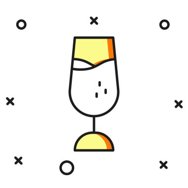 Doldurulmuş şarap kadehi simgesi beyaz arkaplanda izole edilmiş. Şarap kadehi işareti. Düz çizgili, gölgeli. Vektör