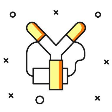 Doldurulmuş Sapan simgesi beyaz arkaplanda izole edildi. Düz çizgili, gölgeli. Vektör