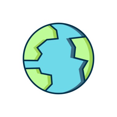 Doldurulmuş dünya çapında simge beyaz arkaplanda izole edildi. Yerküreye iğnele. Düz çizgili, gölgeli. Vektör