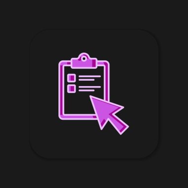 Çevrimiçi sorgulama, test, inceleme ya da kontrol listesi simgesi dolduruldu. Siyah arkaplanda izole edildi. Sınav listesi. E-eğitim konsepti. Düz çizgili, gölgeli. Vektör