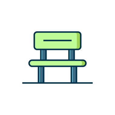 Doldurulmuş bekleme salonu simgesi beyaz arkaplanda izole edildi. Düz çizgili, gölgeli. Vektör