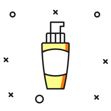 Beyaz arka planda izole edilmiş el kremi ikonu ana hatlarıyla doldurulmuş. Düz çizgili, gölgeli. Vektör