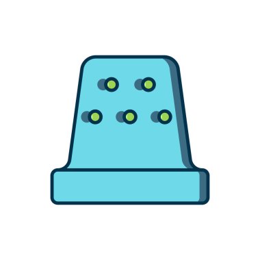 Dikiş simgesi için yüksük beyaz arkaplanda izole edildi. Düz çizgili, gölgeli. Vektör