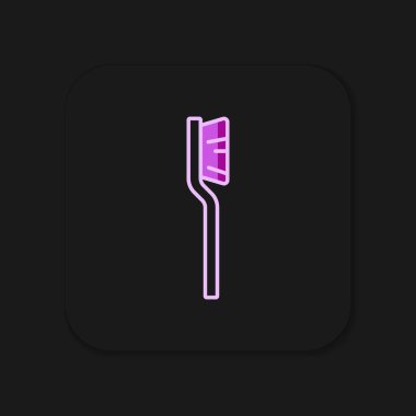 Doldurulmuş diş fırçası simgesi siyah arkaplanda izole edildi. Düz çizgili, gölgeli. Vektör