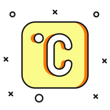 Beyaz arkaplanda izole edilmiş ana hatlı Celsius simgesi. Düz çizgili, gölgeli. Vektör