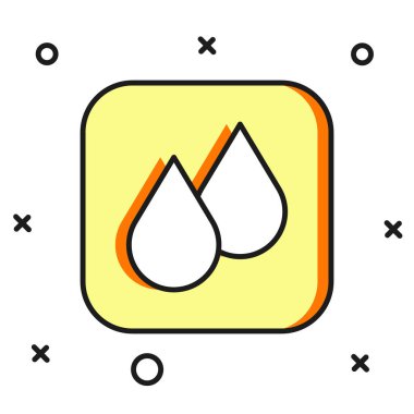 Doldurulmuş ana hatlı su bırakma simgesi beyaz arkaplanda izole edildi. Düz çizgili, gölgeli. Vektör