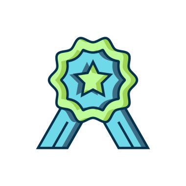 Beş yıldızlı ana hatları doldurulmuş ürün değerlendirme simgesi beyaz arkaplanda izole edildi. Favori, en iyi derecelendirme, ödül sembolü. Düz çizgili, gölgeli. Vektör