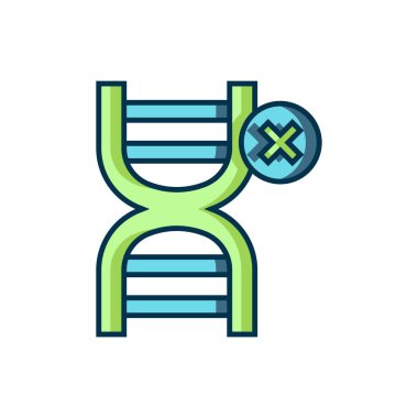 Doldurulmuş ana hatlar No GMO simgesi beyaz arkaplanda izole edildi. Genetik olarak değiştirilmiş organizma kısaltması. DNA gıda modifikasyonu. Düz çizgili, gölgeli. Vektör