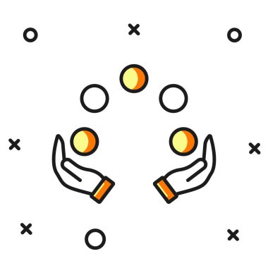 Doldurulmuş ana hatlı top ikonu beyaz arkaplanda izole edildi. Düz çizgili, gölgeli. Vektör