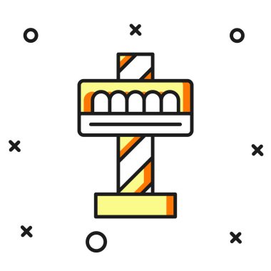 Beyaz arkaplanda izole edilmiş ana hatlı atlıkarınca simgesi. Eğlence parkı. Çocuklar için eğlence parkı, eğlence parkı. Düz çizgili, gölgeli. Vektör