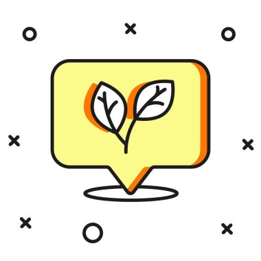 Doldurulmuş Yaprak simgesi beyaz arkaplanda izole edildi. İşaret bırakıyor. Taze doğal ürün sembolü. Düz çizgili, gölgeli. Vektör