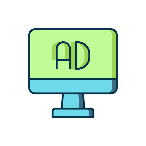Filled outline Advertising icon isolated on white background. Concept of marketing and promotion process. Responsive ads. Social media advertising. Flat filled outline style with shadow. Vector