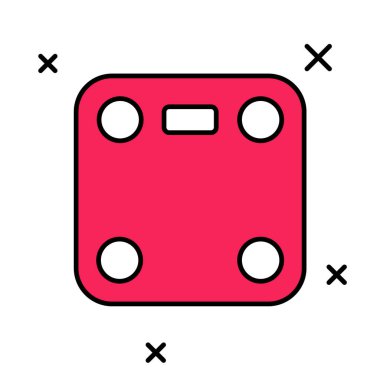 Beyaz arkaplanda izole edilmiş ana hatlı banyo ölçekleri simgesi. Ağırlık ölçme ekipmanı. Ağırlık ölçeği spor konsepti. Vektör.