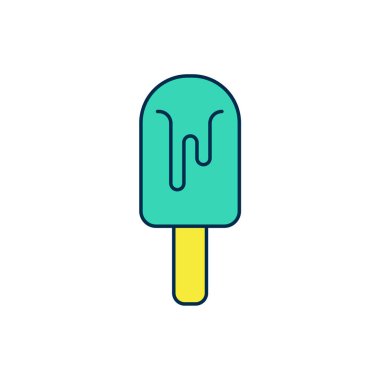 Doldurulmuş ana hatlı dondurma simgesi beyaz arkaplanda izole edilmiş. Güzel sembol. Vektör.