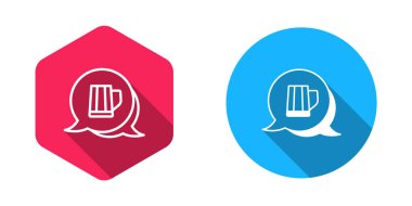 Doldurulmuş ve ana hatları çizilmiş, uzun gölgeli bir tahta bardak ikonu. Vektör.