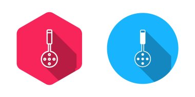 Doldurulmuş ve ana hatları çizilmiş Spatula simgesi uzun gölge arkaplanı ile izole edilmiştir. Mutfak spatula ikonu. Barbekü spatula işareti. Barbekü ve ızgara aleti. Vektör.