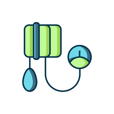 Beyaz arka planda izole edilmiş ana hatlı tansiyon ikonu. Düz çizgili, gölgeli. Vektör.