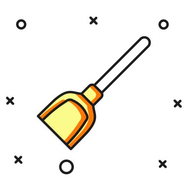 Doldurulmuş faraş simgesi beyaz arkaplanda izole edildi. Temizlik işleri. Düz çizgili, gölgeli. Vektör.