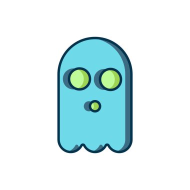 Doldurulmuş Hayalet simgesi beyaz arkaplanda izole edildi. Mutlu Cadılar Bayramı Partisi. Düz çizgili, gölgeli. Vektör.