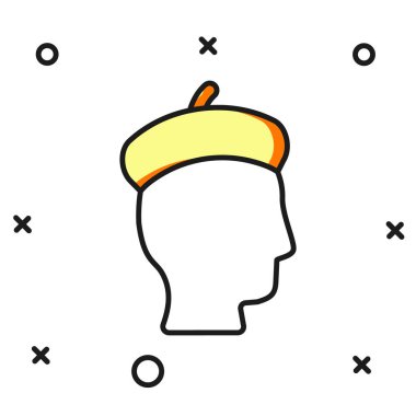 Beyaz arka planda izole edilmiş ana hatlı Fransız adam simgesi. Düz çizgili, gölgeli. Vektör.