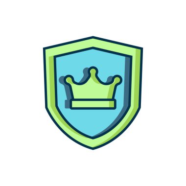 Beyaz arkaplanda izole edilmiş taç simgesiyle ana hatlarıyla doldurulmuş. Düz çizgili, gölgeli. Vektör.