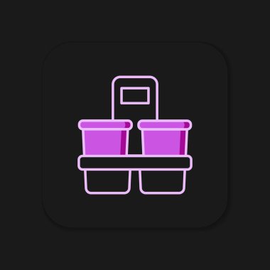 Siyah arka planda izole edilmiş bir kahve fincanı. Düz çizgili, gölgeli. Vektör.