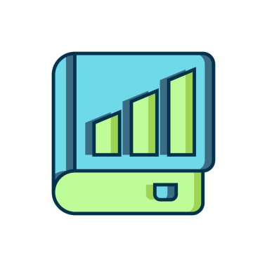 Doldurulmuş Finansal Kitap simgesi beyaz arka planda izole edildi. Düz çizgili, gölgeli. Vektör.