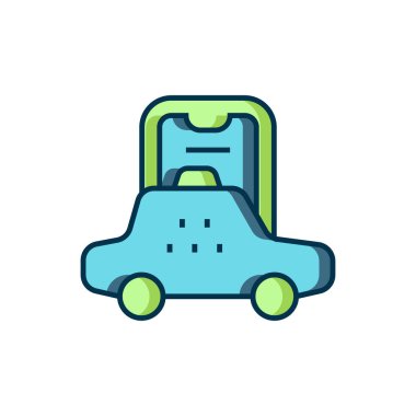 Doldurulmuş Taksi mobil uygulama simgesi beyaz arkaplanda izole edildi. Mobil uygulama taksisi. Düz çizgili, gölgeli. Vektör.