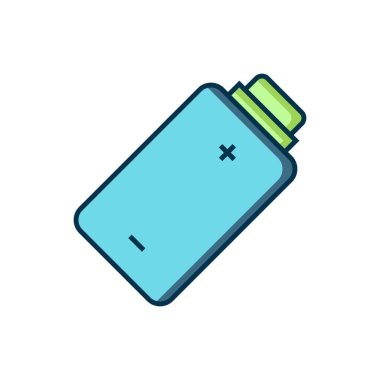 Doldurulmuş Batarya şarj seviyesi göstergesi simgesi beyaz arkaplanda izole edildi. Düz çizgili, gölgeli. Vektör.