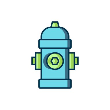 Beyaz arkaplanda izole edilmiş ana hatlı yangın musluğu simgesi. Düz çizgili, gölgeli. Vektör.