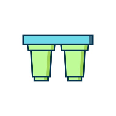 Beyaz arkaplanda izole edilmiş ana hatlı su filtresi kartuş simgesi. Düz çizgili, gölgeli. Vektör.